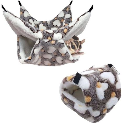 2PCS Hamacs pour Petits Animaux, À Double Couche Hamac pour Animaux De Petite Taille, Hamac pour Rat Chaud Nid, Accessoires pour Cage de Petits Animaux, pour Chinchilla,Hérisson,Cobayes (1/4)