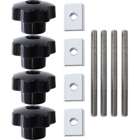 Accessoires spéciaux pour glissière à rainure en T pour le travail du bois (4 poignées + 4 tiges de vis + 4 petits curseurs M8) (1/4)