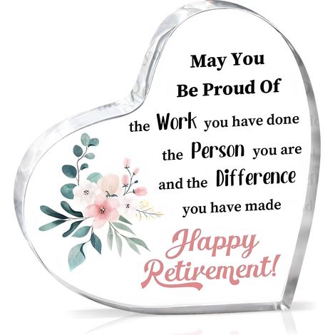 Plaque Acrylique - Forme De Cœur - Décoration De Retraite - Cadeau Personnalisable Pour Femme - 1 Pièce (1/5)