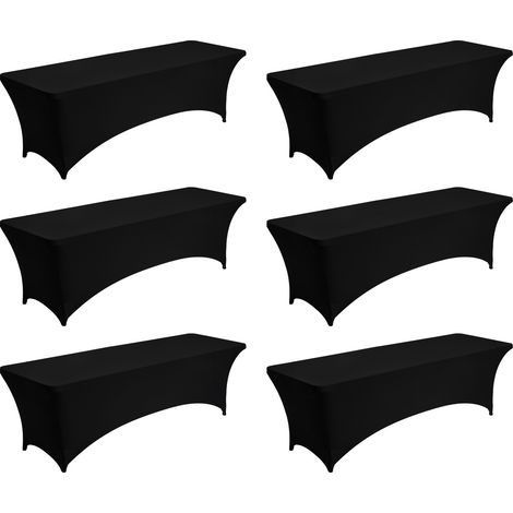 Mophorn Tovaglie Elasticizzate in Spandex Rettangolari per Tavoli da 2440 mm, Coperture Lavabili e Antipiega Ideali per Eventi, Matrimoni, Banchetti e Feste, Nero 6 Pezzi (1/5)