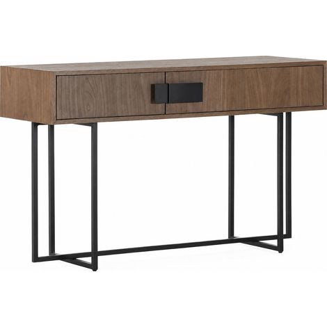 Console en bois d'orme et fer noir - noyer et noir mat (1/5)
