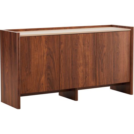 Buffet 3 portes moderne rectangulaire L140 cm bois foncé