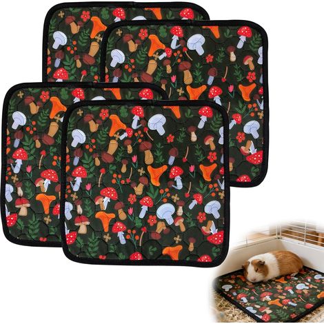 Lot de 4 Lavables Absorbants Tapis Pipi pour Cochon d'Inde Doublures de Cage Cochon d'Inde Tapis Absorbant Anti-Fuites et Antidérapant Réutilisables Tapis Propreté pour Animaul (1/5)
