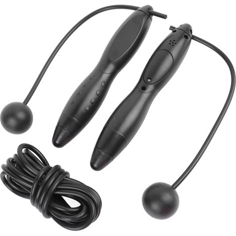 Corde à sauter électronique intelligente noire avec fonction de comptage, pour adultes, idéale pour le fitness à domicile. (1/5)