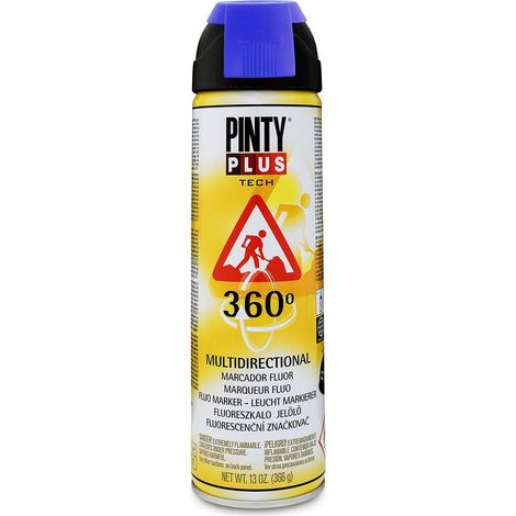 Vernice spray Pintyplus Tech 650cc Marker fluorescente 360° Blu T118 (1/2)