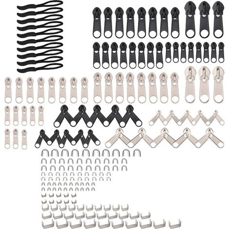 Kit de Réparation 194 Pièces en Alliage de Zinc pour Fermetures Éclair Réparation Maison, Sacs de Voyage et Tentes Ensemble Complet de Remplacement (1/5)