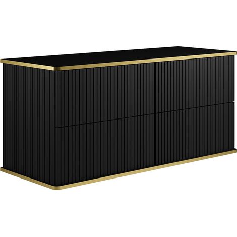 Mobile sotto lavabo sospeso scanalato profilo dorato 120 cm Nero  - KELIZA (1/4)