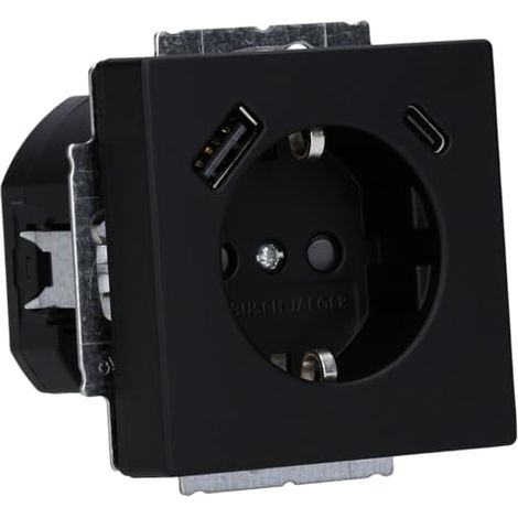 Busch-Jaeger 20 EUCB2USBAC-885 SCHUKO® USB-Steckdose, A/C Future® Linear, Schwarz Matt (2CKA002011A6312)