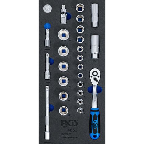 Insert de servante d'atelier 1/3 : Jeu de clé à douilles 10 mm (3/8) 26 pièces BGS (1/3)