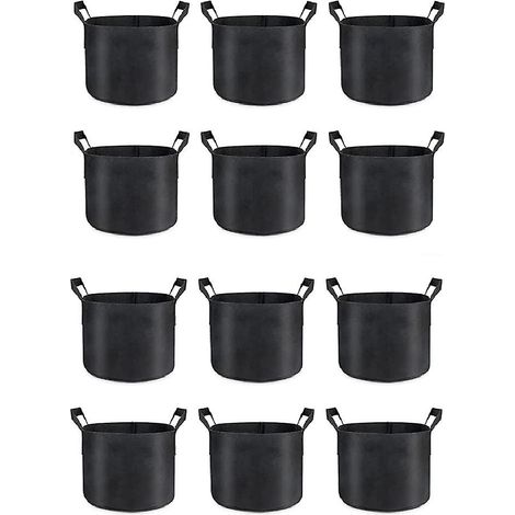 Lot de 12 sacs de culture de 5 gallons (environ 19 litres), en tissu épais, pour légumes, avec poignées robustes et coutures renforcées. (1/5)