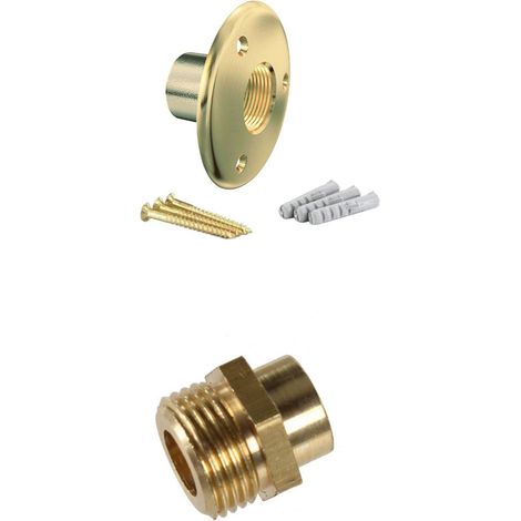 Arcanaute – Applique de fixation pour robinet de jardin – Raccord à souder Mâle 1/2" (15/21) – Tube cuivre Ø16 – Fixation sécurisée en laiton brut (1/4)