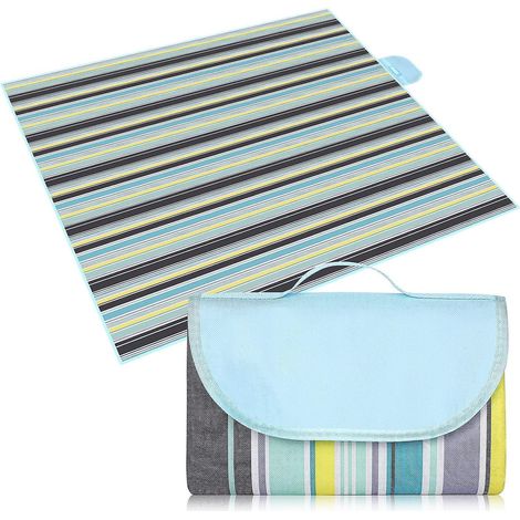 200200 Cm Bleu Ray Pique-nique Couverture Pliable Pique-nique Couverture Tanche Parc Randonne Camping Adapt Pour Les Voyages En Famille (1/5)