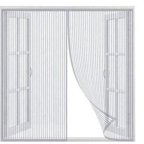 Rideaux, rideau magnétique auto-obturant, porte en maille épaissie, porte moustiquaire anti-moustique, avec aimant, taille 120120 cm blanc (1/5)