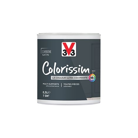 Peinture Multi-supports V33 Colorissim Satin Carbone 0,5 L
