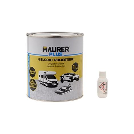 Maurer – Gel coat polyester 1kg blanc – Résistance aux intempéries – Ponçage facile – Pour finitions extérieures de canoës et carrosseries