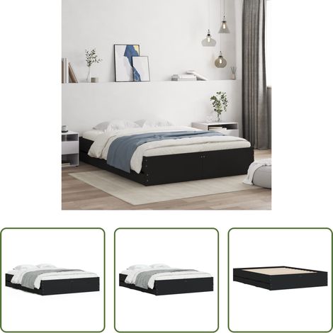 vidaXL Holzwerkstoff - Bettgestell mit Schubladen Schwarz 140x190 cm Holzwerkstoff (1/5)
