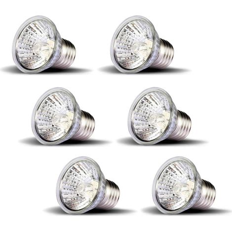 Lampe Chauffante Tortue 50W E27 Uva Uvb Ampoule À Spectre Complet Reptile Chauffage Ampoule Halogène Gradable Pour Lézard, Tortues D'Eau, Araignées, Grenouilles Ac 220-240V (6 Pièces) (1/5)