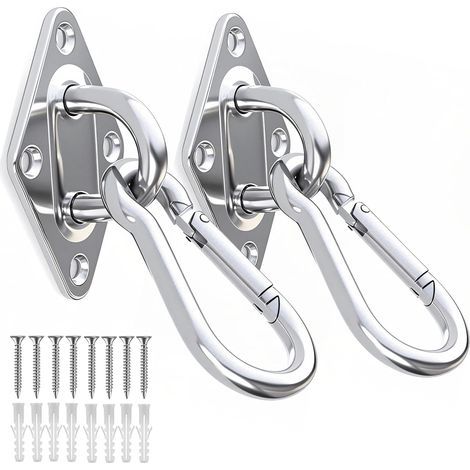 Ösenhaken M10 aus Edelstahl + 2 M10-Klemmen, robuste Hängematte zum Aufhängen, geeignet für Schaukelgestelle, Pflanzenständer, Außenbeleuchtung.