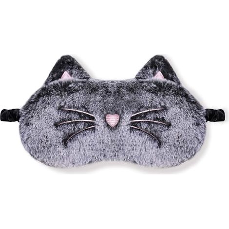 Masque de sommeil animaux pour femmes, enfants et filles, en soie pelucheuse 3D, masque de nuit occultant et mignon pour dormir (1/5)