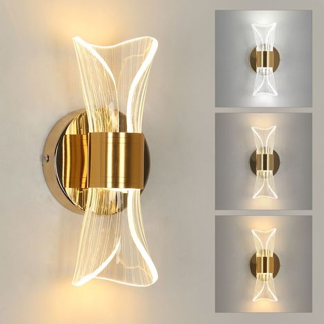 Applique Murale LED Intérieur 12W Moderne Lampe Murale Dimmable, Éclairage en Métal Acrylique, Luminaire Doré pour Salon Couloir Chambre Salle De Bain Escalier (1/5)