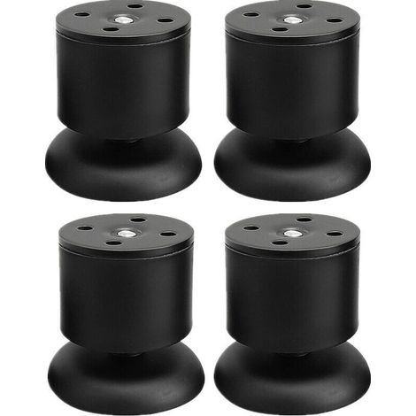 Set mit 4 schwarzen Möbelbeinen – 6 cm verstellbare Tischbeine aus Edelstahl mit Gummifüßen und Schrauben