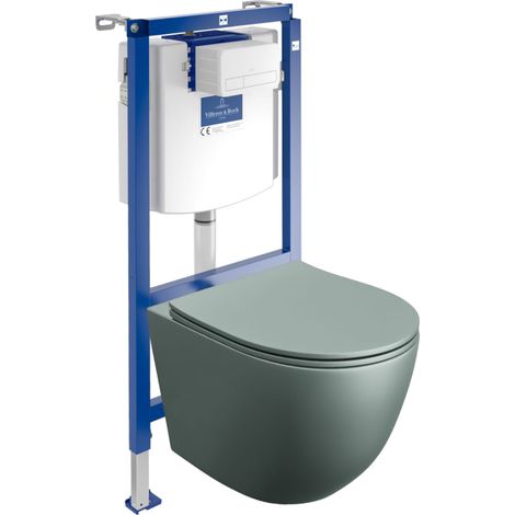VILLEROY&BOCH WC Set mit Vorwandelement, Wand-WC und Spülknopf (1/5)