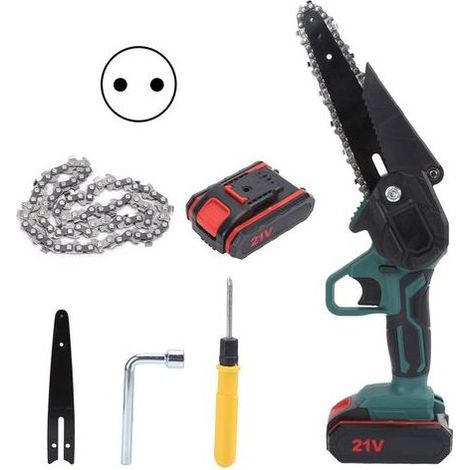 – 21V 550W Akku-Kettensäge – 2 x 2000mAh Akkus – 15 cm Schwertlänge – Hochleistungsmotor für präzise Schnitte – AC100-240V (1/5)