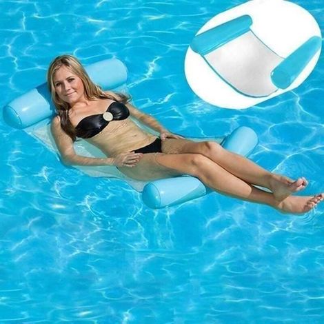Hamac Gonflable Piscine d’Eau Piscine Flotteur Chaise Longue Gonflable pour L’Été Hamac Piscine Flottant pour Adultes(Bleu) D01CFC