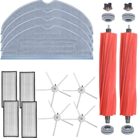 Accessoires pour aspirateur robot Roborock S7 MaxV Ultra / S7 MaxV / S7 Plus / S7 Max / S7 (2 pinceaux principales + 4 filtres + 4 pinceaux d'angles + 4 serviettes humides) (1/4)