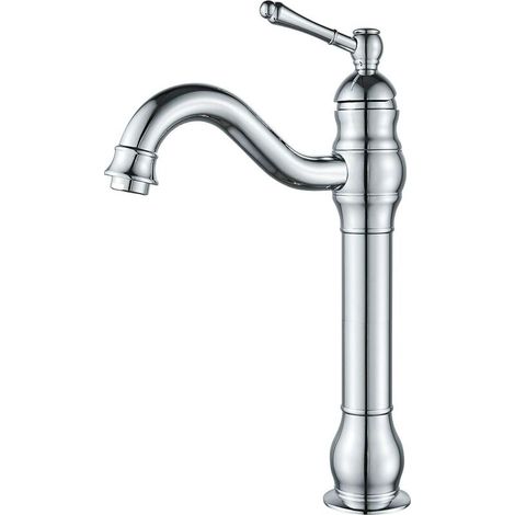 Miscelatore per lavabo alto FOREHILL con rotazione a 360° per bagno e lavandino, miscelatore per lavabo a leva monoforo, cromato (1/5)