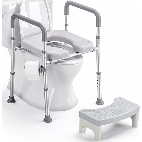 Rehausseur de Toilette avec Poignées, Siège Surélevé avec Repose-Pieds (1/5)