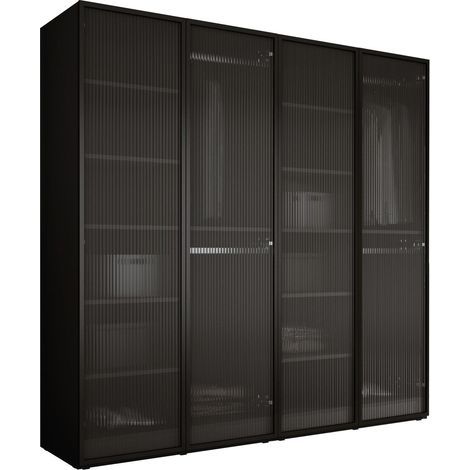Armoire : Graphite Noir / Verre Rainuré, 200 x 200 x 51 cm (1/5)