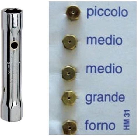 5 UGELLI + CHIAVE A TUBO 6 / 7 GAS METANO CUCINE GAS ARISTON INDESIT SMEG 2 MEDI (1/2)