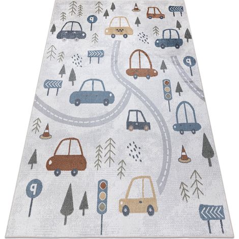 Carpet BONO 8436 Cars, street cream / light grey multicolour 280x370 cm