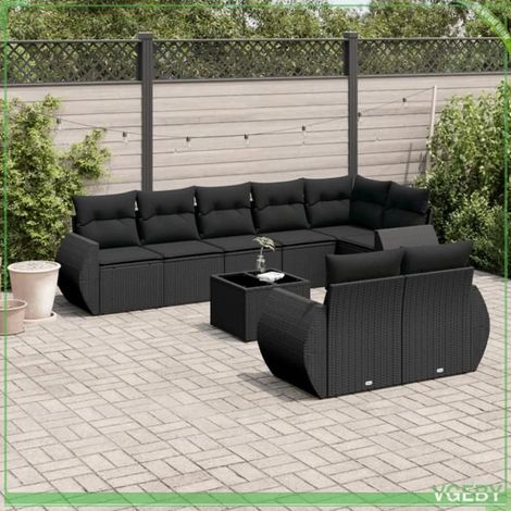 Salon de jardin - 3253962 - 9 pièces - Résine tressée noire - Rangement avec sac étanche (1/3)