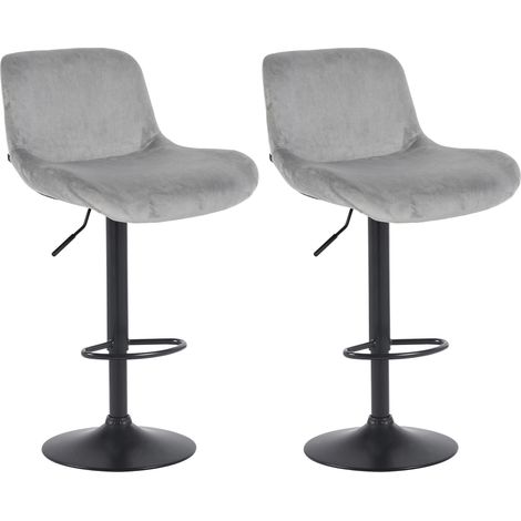 2er Set Barhocker Solon Schwarz grau Samt