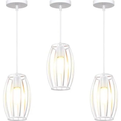 U-Do 3x Pendentif Lustre Suspension Moderne en Fer Blanc Lampe de Plafonde Brillant Lampe Exquise pour Salon Cuisine (1/4)