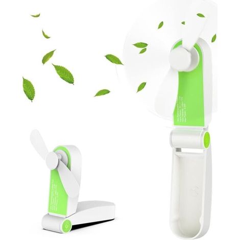 Mini Ventilateur de Poche Pliable, Portatif Ventilateur De Poche Rechargeable Portable avec Câble USB Réglable à 2 Vitesses pour Voyage À La Maison en Plein Air, Vert