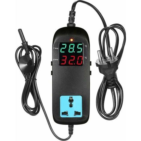 Thermostat de chaudière,Thermostat électronique Contrôleur de Température à Affichage Numérique à LED avec Prise (1/5)