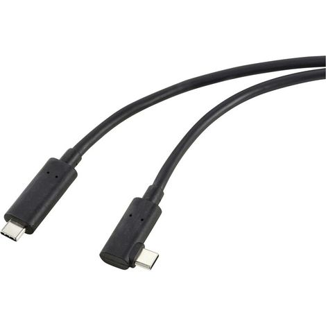 Trywise fibre de verre Câble USB-C USB 3.2 Gen2 USB-C® mâle coudé d'un côté 10.00 m noir RF-5625884 C950152 (1/4)