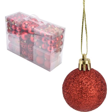100 boules de Noël rouges, décorations suspendues pour sapin et fête de Noël, lot de 100 pièces (1/5)