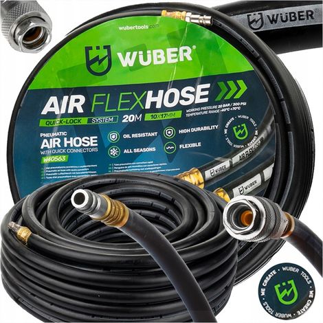 Tubo pneumatico in gomma da 20 m, 10x17 mm, crimpato per compressore WUBER