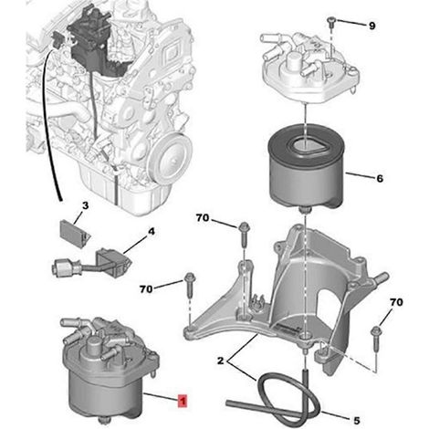 Boîtier de filtre à carburant pour 207 208 3008 5008--