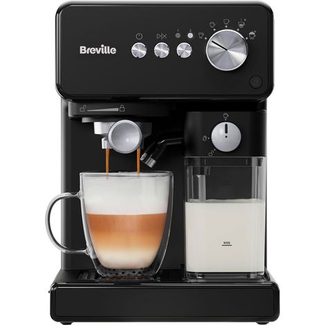 Breville Prima Latte One-Touch Macchina per caffè espresso  Montalatte automatico  Macchina per cappuccino, latte e altro  Pompa italiana da 15 bar  Nero  VCF183X (1/5)
