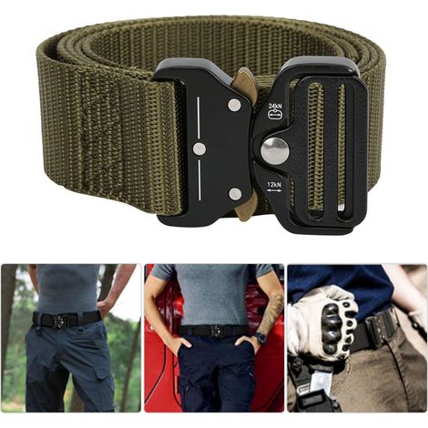 Ceinture de sécurité robuste en nylon pour alpinisme, secours et travaux en hauteur (vert militaire)