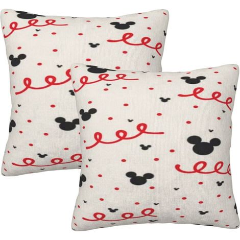 Fundas de almohada de Mickey Mouse, paquete de 2, aptas para sofás, camas y salas de estar, 22 pulgadas x 22 pulgadas.