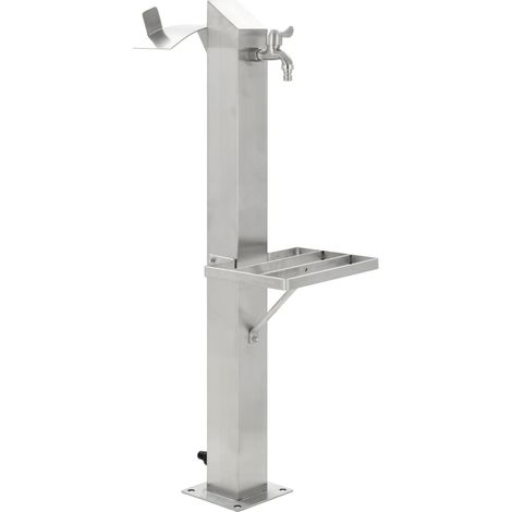 INLIFE Colonne à eau de jardin carrée Acier inoxydable 95 cm (1/6)