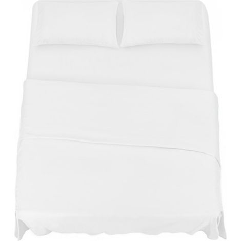 KLULK Set Lenzuola Completo Letto Matrimoniale Bianco, Lenzuolo Sotto Con Angoli + Lenzuolo Sopra + 2 Federe (1/5)