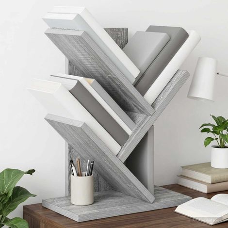 Étagère arbre 3 niveaux en bois d’ingénierie Sonoma gris 30 x 18 x 40 cm - PANGIVO (1/5)