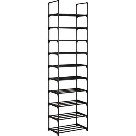 ORION91oficial® - Zapatero de 10 Alturas Blanco, Estantería Organizador Tubos de hierro, Zapatos Botas Bolsos, 40 Pares Abierto, Estrecho, Estructura de Metal, 175 x 46 x 30 cm, Entrada, Recibidor - s